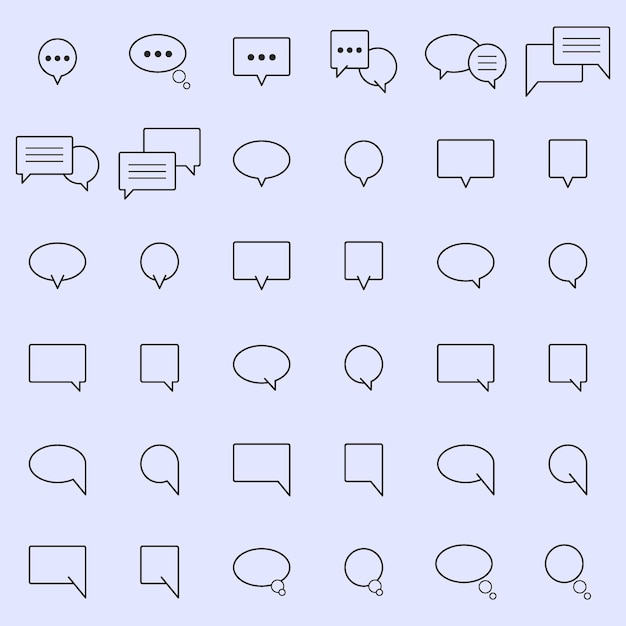 クールな吹き出しのチャット バルーン ライン アイコン コレクションのセット