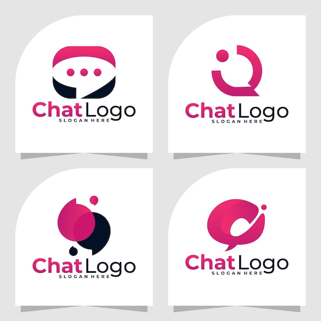 Insieme del modello di progettazione di vettore di logo di chat