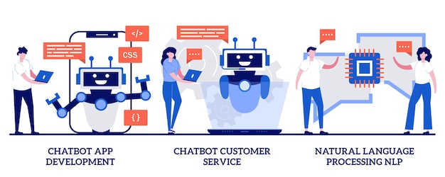 set of chatbot app development, customer service and natural language processing