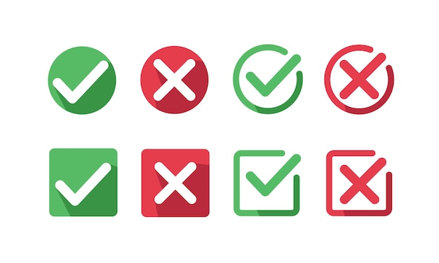 Vector set check marks and cross mark symbols element