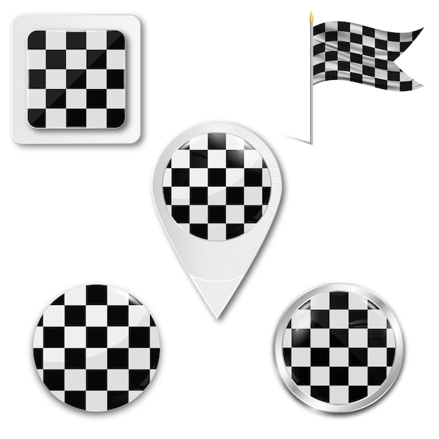 Vector set of checkered flag icons for racing