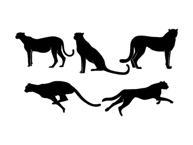 Vector set of cheetahs silhouette isolated on a white background vector illustration