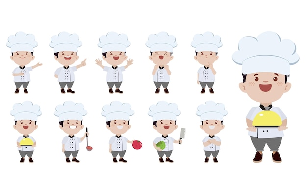 Set of Chef characters in different poses