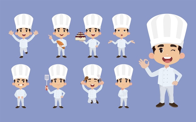 Set of Chef characters in different poses