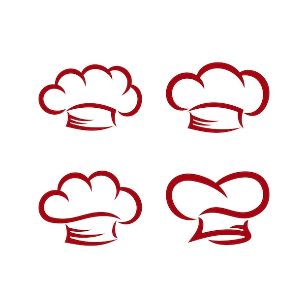 Vettore insieme del modello di progettazione dell'illustrazione del simbolo dell'icona del ristorante creativo del logo del cappello dello chef
