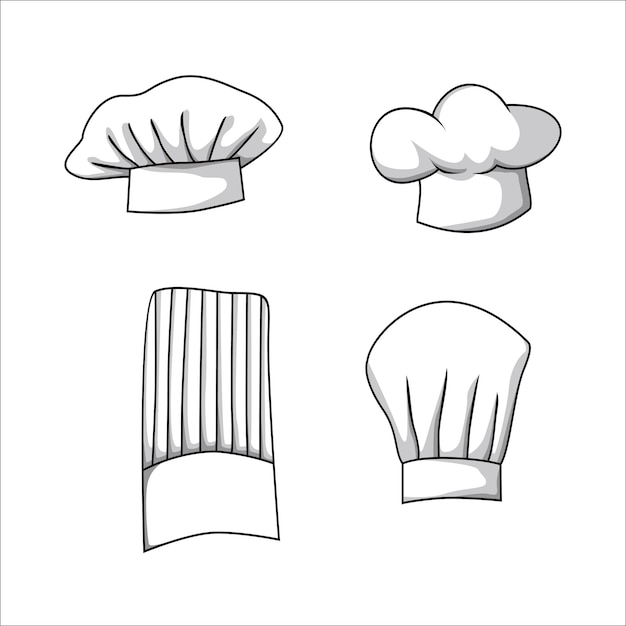 Vettore set di illustrazione vettoriale cappello da chef. segno e simbolo del cappuccio professionale.