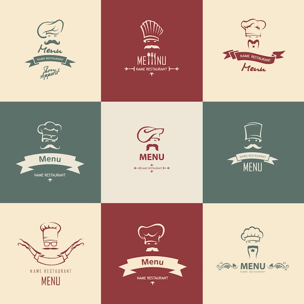 Vettore set di design del menu dello chef