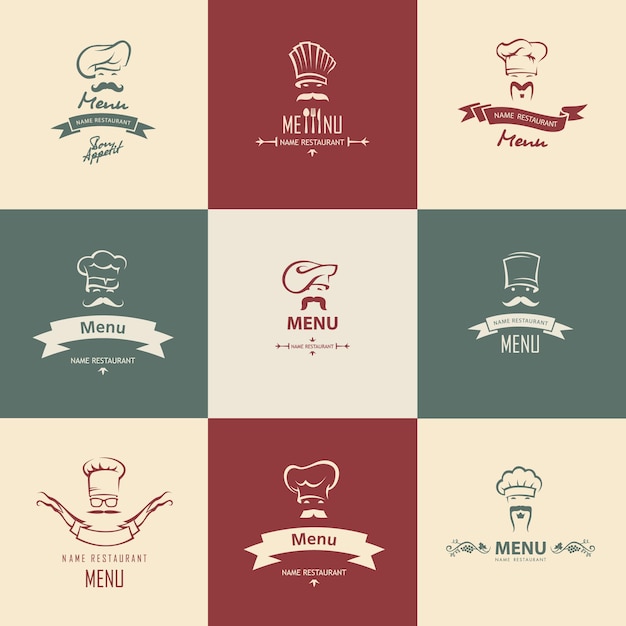 Set of chef menu design