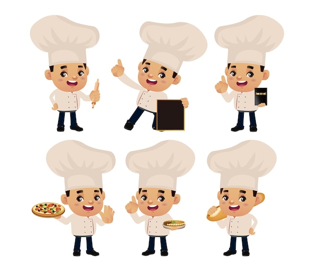 Set of chef with different poses