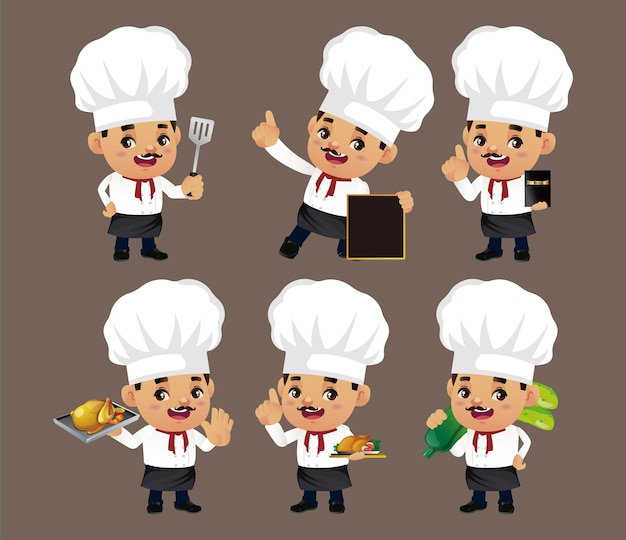 Vector set of chef with different poses