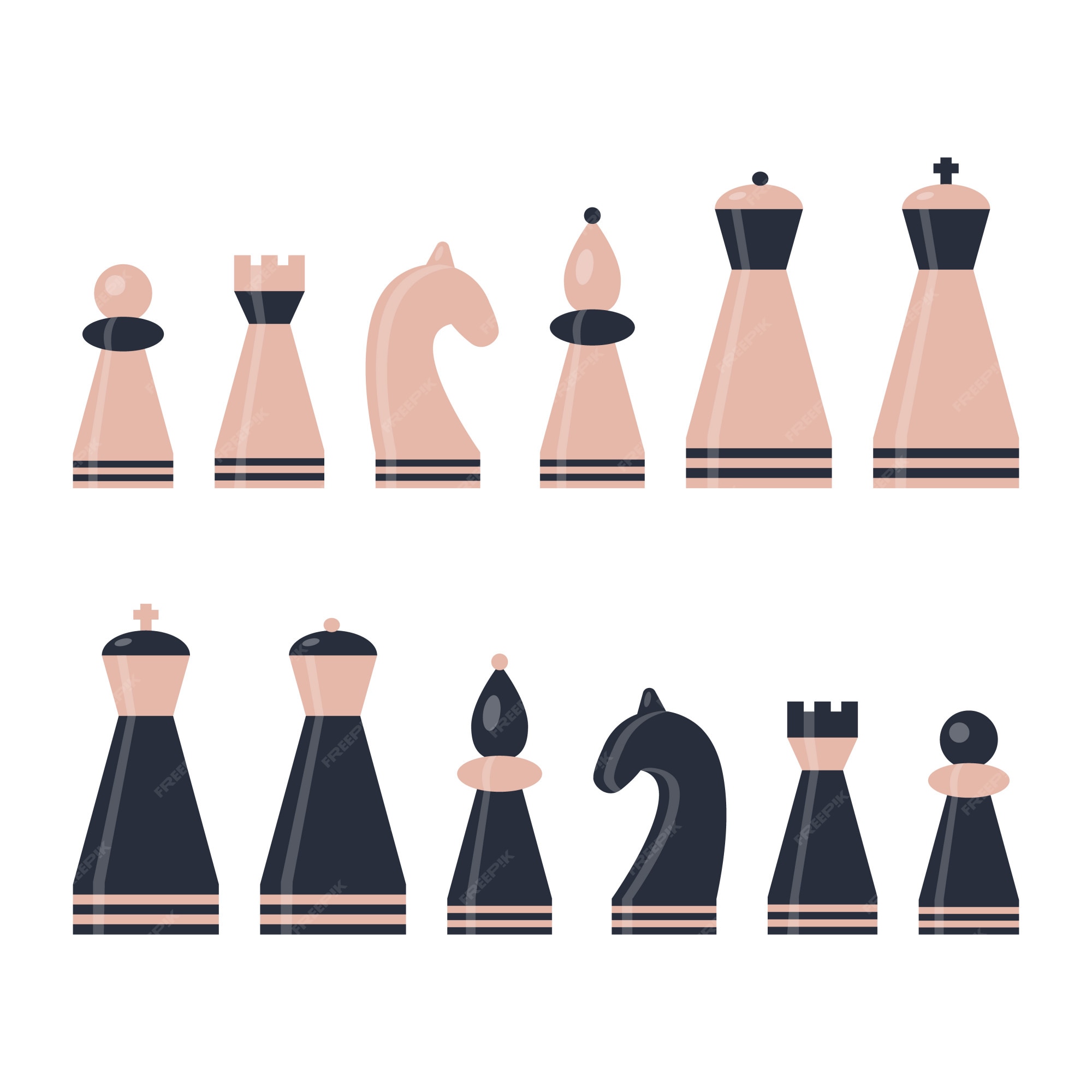 Chess pieces king queen bishop knight rook pawn Vector Image