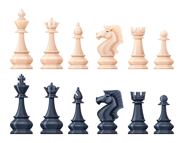 Insieme dell'illustrazione di vettore dei pezzi degli scacchi