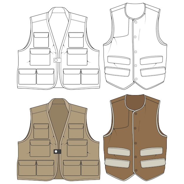 Vector set of chest vest bag coloring vector chest vest bag in a sketch style vector illustration