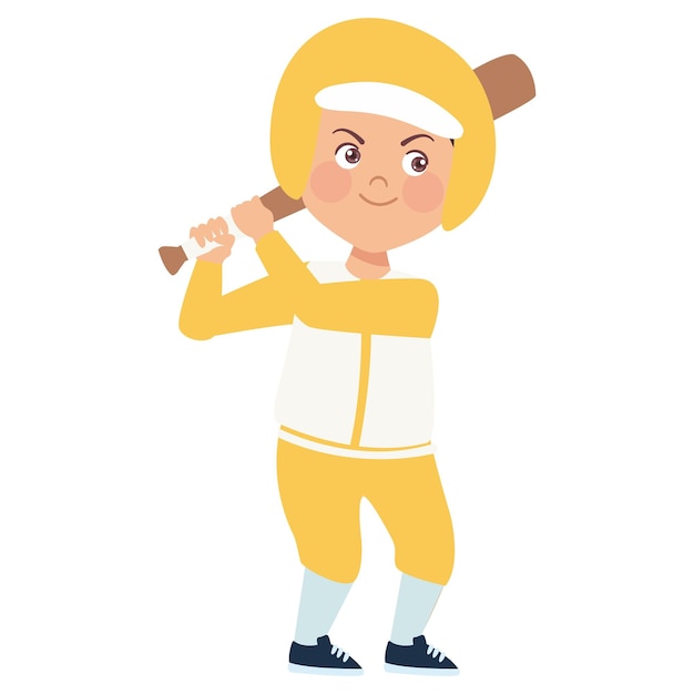 Vector set of child poses in yellow clothes white