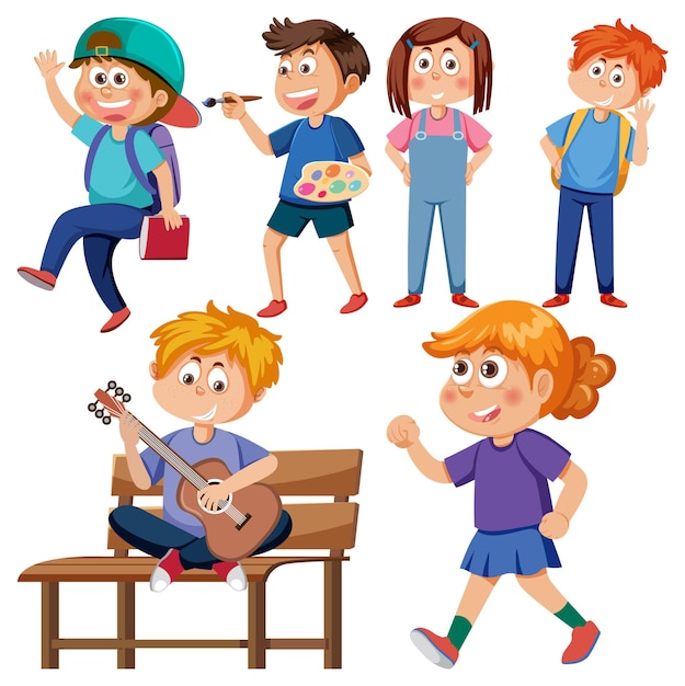 Set di personaggi dei cartoni animati per bambini