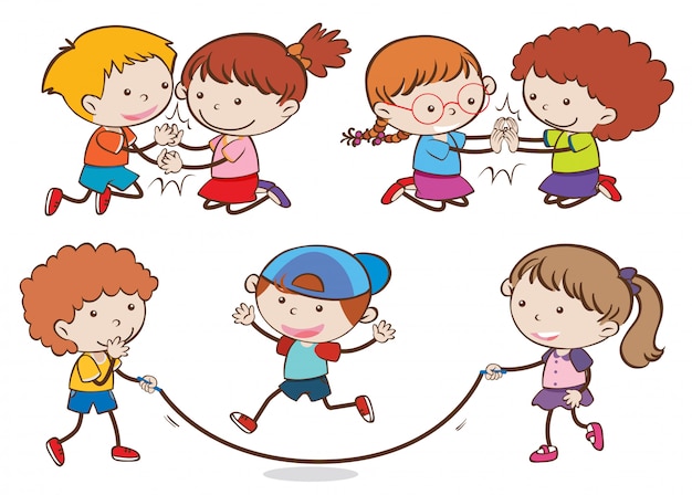 Vector set of children doing activites