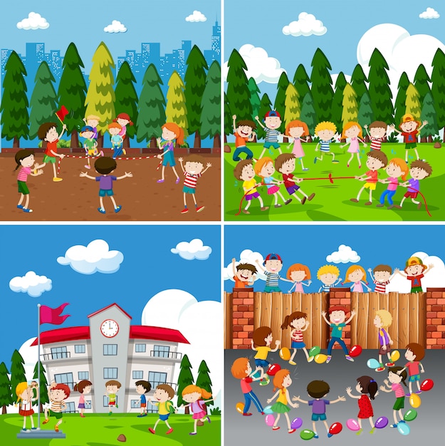 Vector a set of children doing activity