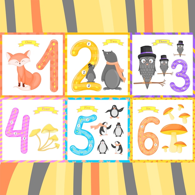 Vector set children flashcard