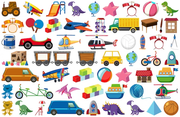 Vector set of children toys