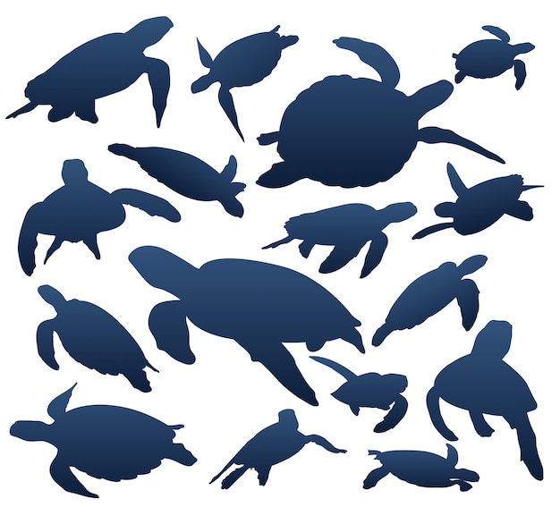 Vector set of chillout sea turtles