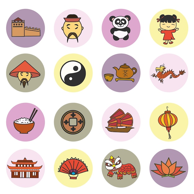 Set china pictogrammen vector illustratie