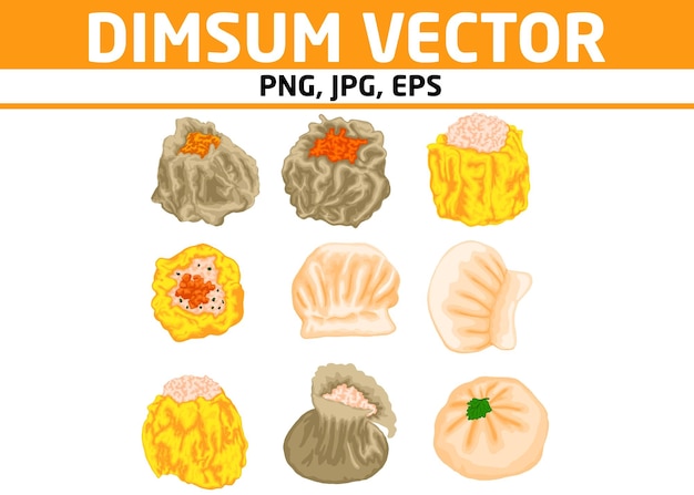 Set Of Chinese Food Dim sum Vector