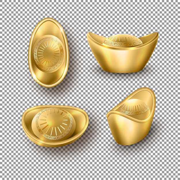 Premium Vector  Set of chinese gold ingots isolated on