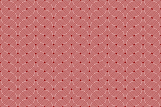 Vector set of chinese and japanese seamless pattern on red background rounded texture geometric pattern