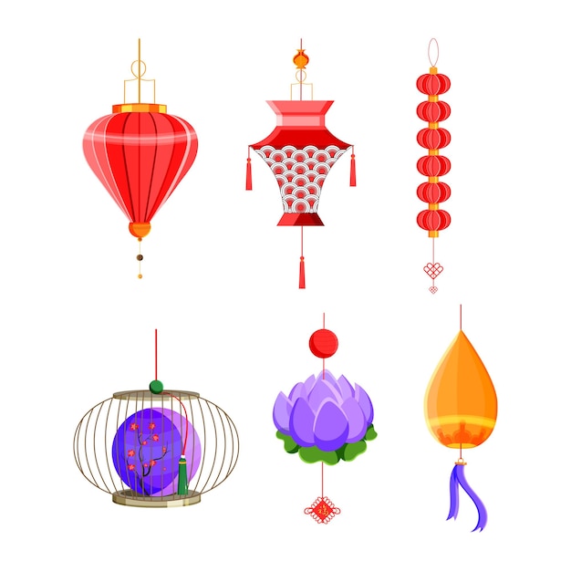 Vettore set di lanterne cinesixa
