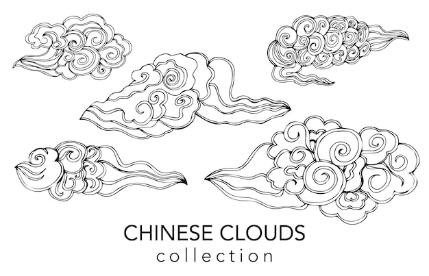 Set of Chinese line clouds