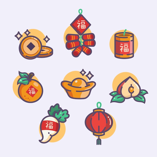 Vector set of chinese new year cartoon icon