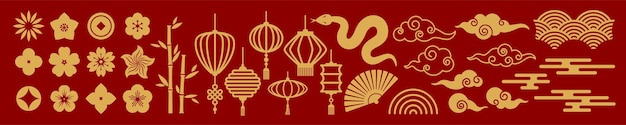 Set of Chinese New Year elements