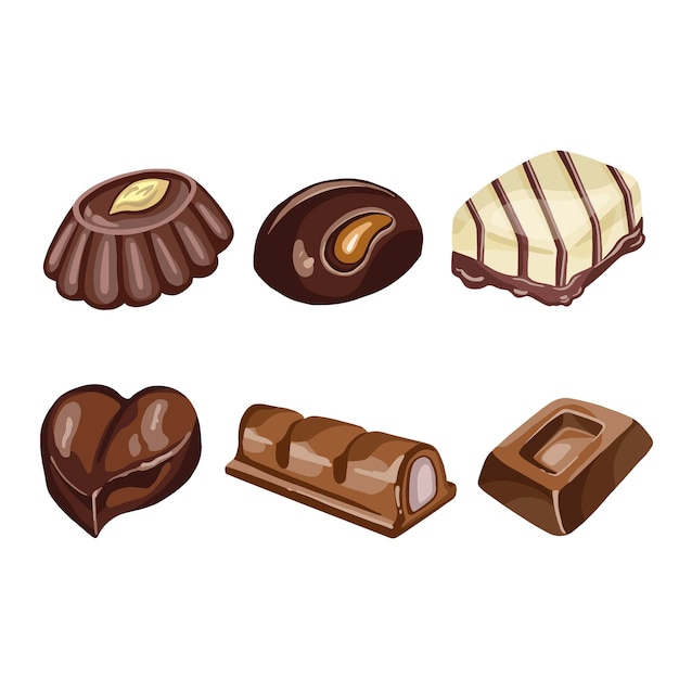 Set Chocolade snoepjes illustratie Hand tekenen Hoge kwaliteit illustratie