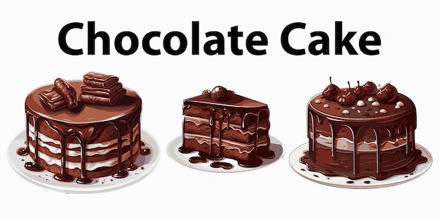 Set of Chocolate Cake mascot vector illustration