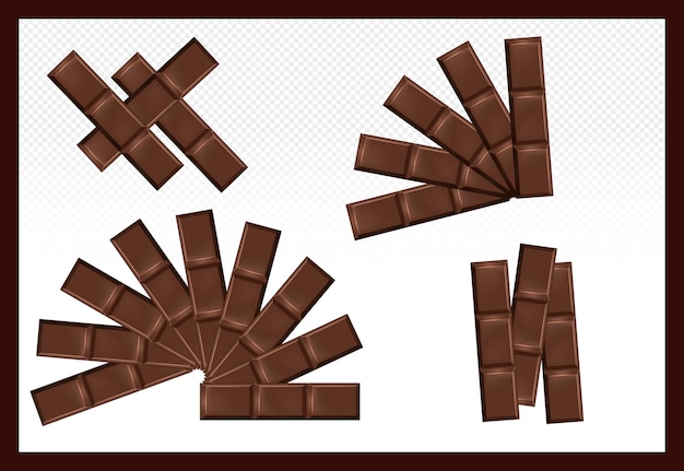 Vector set of chocolate candy bar mix arrangement