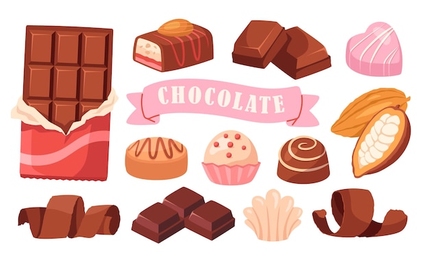 Vector set of chocolate icons