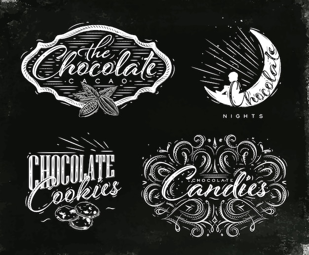 Set chocolate labels black