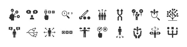 Vector set of choice icons decision choose direction