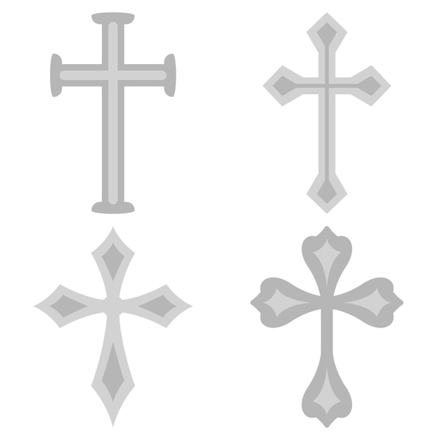 Set of Christian Cross isolated on white background