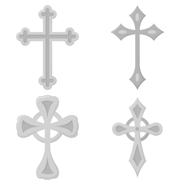 Vector set of christian cross isolated on white background