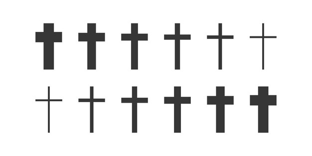 Set of christian cross vector symbol christian cross icons