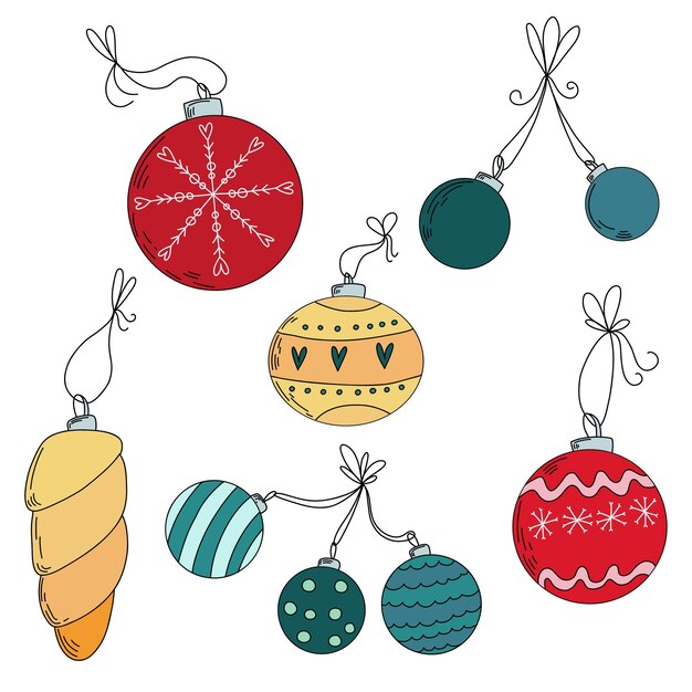 Vector set of christmas balls. christmas baubles collection, vector illustration.