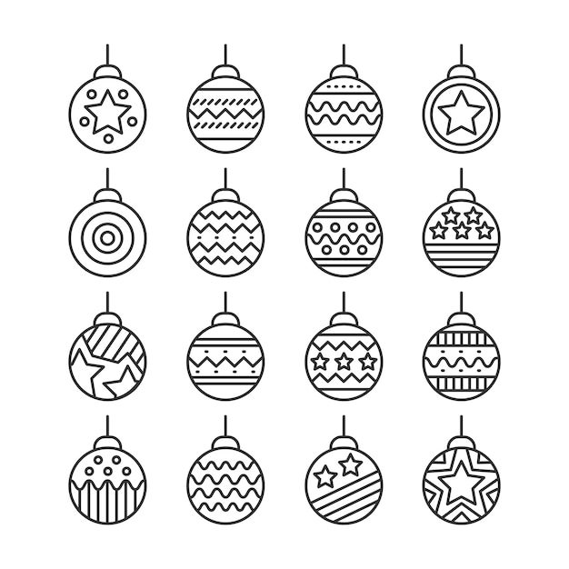 Set of Christmas balls icon