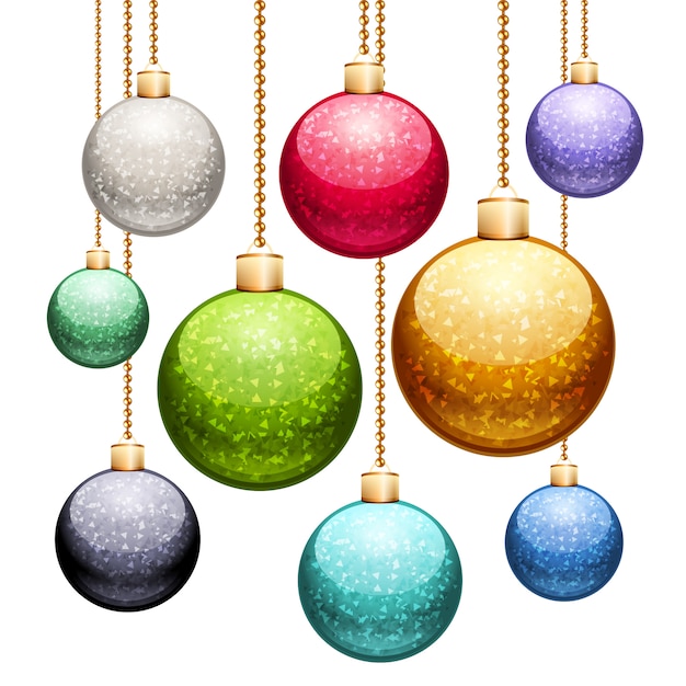 Set of Christmas Balls with Glitter