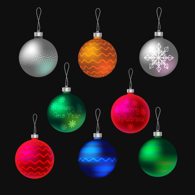 Set of Christmas balls with a pattern