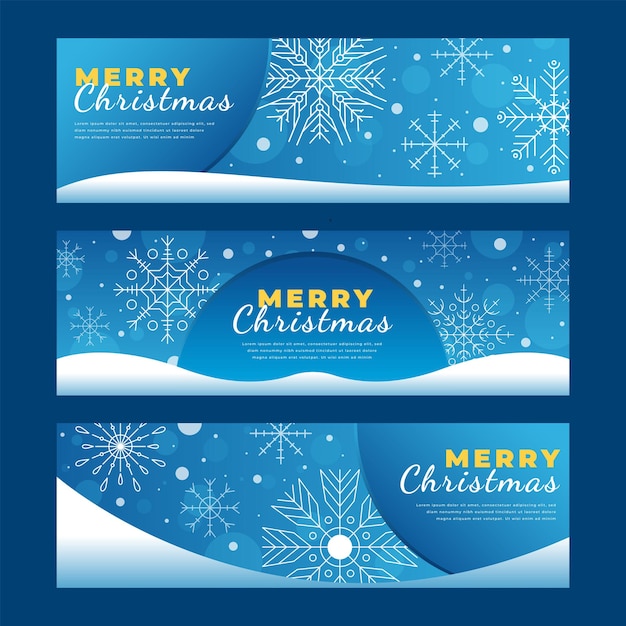 Vector set of christmas banners with snowflakes