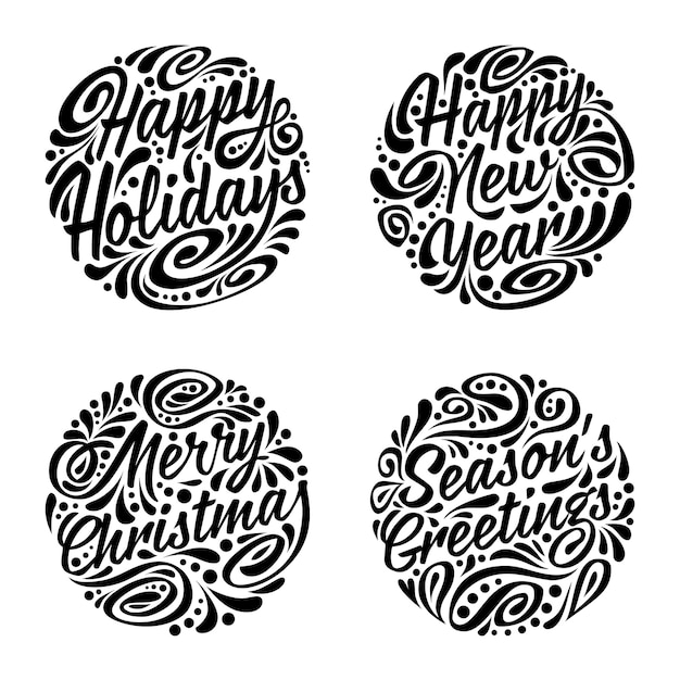 Set of Christmas calligraphic elements.