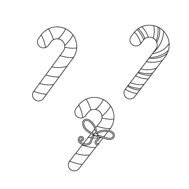 크리스마스 사탕 사탕 선 스타일 벡터 일러스트 레이 션의 집합