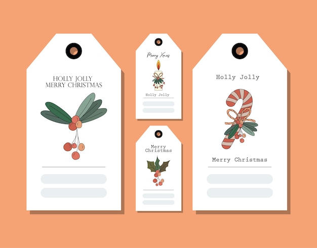 Set of christmas cards on orange illustration design