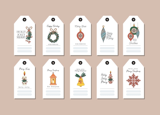 Vector set of christmas cards on pink illustration design